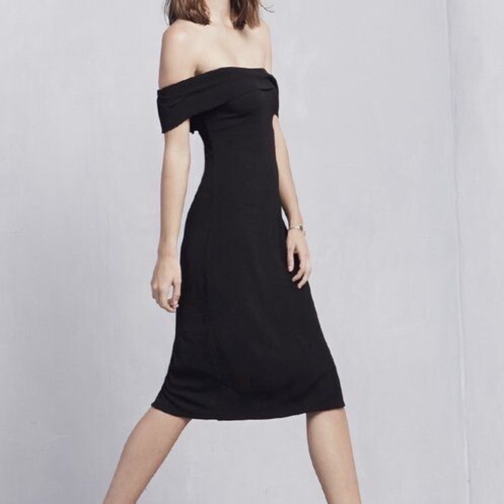 Reformation Carrera Black Off The Shoulder Dress SZ Medium